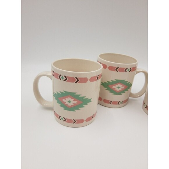 4 Meiwa Table Art Multi Color Aztec Cup Table Art Multicolor Southwest Tribal - Picture 2 of 10